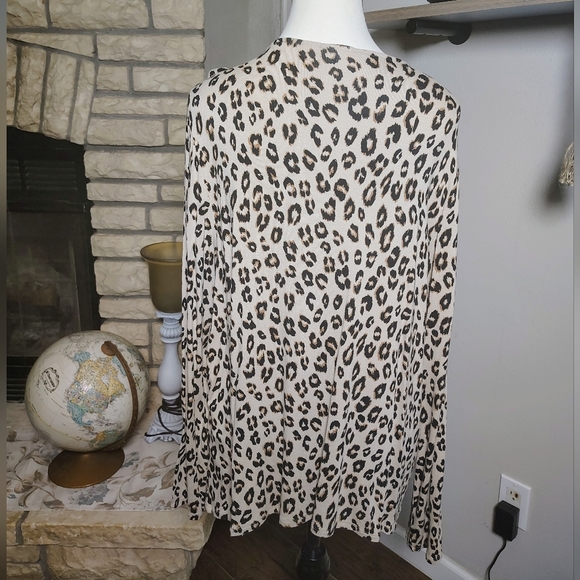 Chico's Leopard Print Blouse with Strappy Neckline - Picture 2 of 3